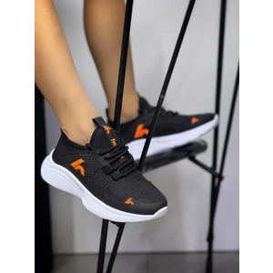 Bağcıklı Unisex Çocuk Spor Ayakkabısı-Siyah-Orange