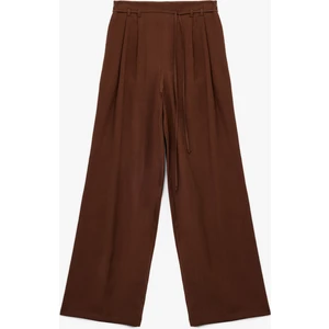 Modal Kumaş Cepli Beli Bağcıklı Geniş Paça Palazzo Pantolon