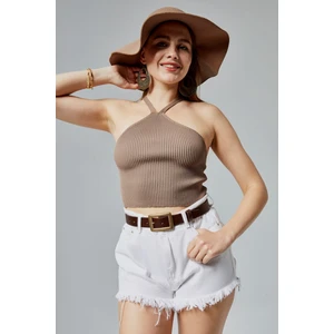 %100 Hakiki Deri Antik Sarı Tokalı Kadın Kemeri 3cm