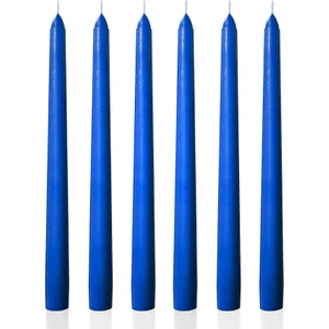 6 Lı Kısa Mavi Konik Şamdan Mum Yükseklik 18 cm