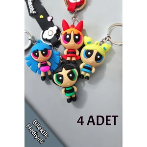 Powerpuff Girls Anahtarlık ve Çanta Süsü 4 Adet (Buttercup, Blossom, Bubbles ve Blisstina)