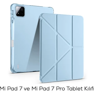 Xiaomi Mi Pad 7 ve Mi Pad 7 Pro Kılıf Üçe Katlanan Kalem Bölmeli Standlı Kılıf Uyandırma Özellikli