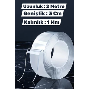 Çift Taraflı Nano Bant 2 Metre 30 mm Güçlü Bant Zemin Duvar Halı Tablo Yapıştırma Bandı