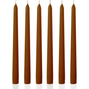 6 Lı Kısa Kahverengi Konik Şamdan Mum Yükseklik 18 cm