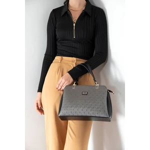 Silver & Polo Platin - Siyah SP972 Kadın El Çantası