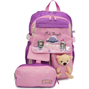 Ayıcık Detaylı Kız Çocuk Ilkokul Çanta Seti