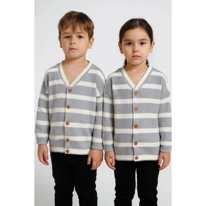 Unisex Çocuk Oversize Çizgili Hırka (3-4 Yaş 8-9 Yaş)