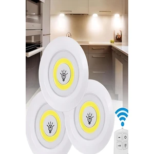 Kablosuz Uzaktan Kumandalı Yapışkanlı LED Işık – Spot Lamba, Dolap Altı, Kısılabilir Gece Lambası