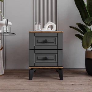 Terra 2 Çekmeceli Komodin Tamamı Mdf (Antrasit)