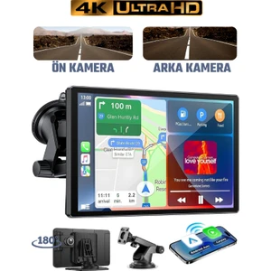 MPIA M88D WİFİ 4K Araç İçi Kamera 7'' Dokunmatik Ekran Apple CarPlay & Android Auto Ön & Arka Kamera