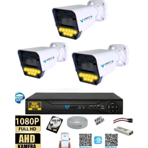 3 Kameralı Set - 500 GB Hdd, 9 LED Gece Görüşlü Full Hd Güvenlik Kamerası Sistemi
