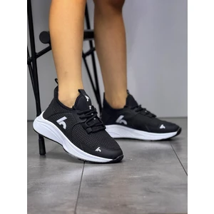 Bağcıklı Unisex Çocuk Spor Ayakkabısı-Siyah-Beyaz