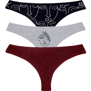 Kadın Külot 3'lü Yüz Detaylı (%96 Pamuk - %4 Elastan)