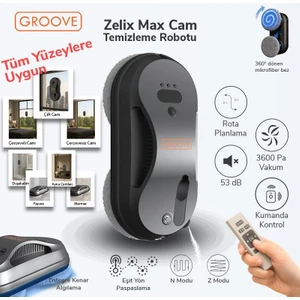Zelix Max Akıllı Cam Temizleme Silme Robotu +Yapay Zeka Desteği+Ultra Sessiz+Akıllı Sensör
