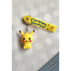 Pokemon Pikachu 3D Slikon Anahtarlık ve Çanta Aksesuarı 1 Adet