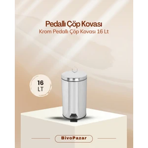 Krom Pedallı Çöp Kovası 20LT