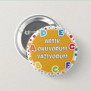 Artık Okuyorum Yazıyorum - Çocuk Iğneli Rozet (30 Adet) Yaka Çanta