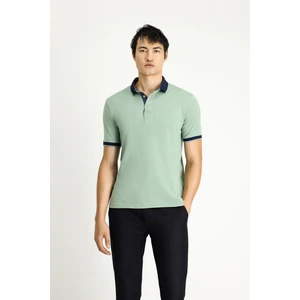 Polo Yaka Regular Fit Desenli Pamuklu Tişört