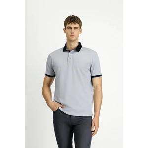 Polo Yaka Regular Fit Desenli Pamuklu Tişört