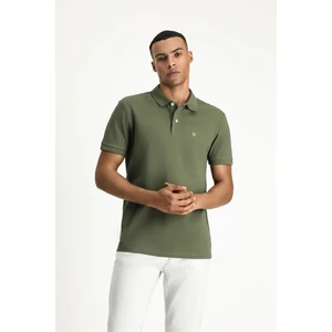 Polo Yaka Slim Fit Dar Kesim Nakışlı Pamuk Tişört