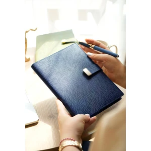 Victoria's Journals Executive Vegan Deri Defter. A5. 100 Gr. 240 Sayfa. Kenar Yaldızlı Lacivert