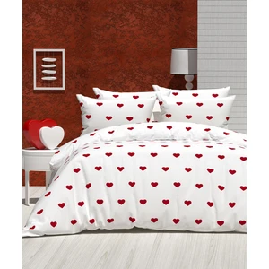 Çift Kişilik Kalpli Nevresim Takımı ( Lastikli Çarşaflı Beyaz )
