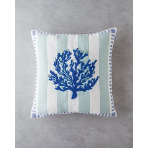 Corallo Punch Nakışlı Kırlent Kılıfı 45X45 cm Mavi - Yeşil