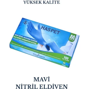 Has-Pet Mavi Nitril Muayene Eldiveni Beden M (Medium) 100'LÜ 1 Paket