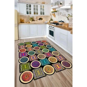 Dijital Kaymaz Yıkanabilir Renkli Modern Salon Halısı Mutfak Halısı Yolluk DC-7342