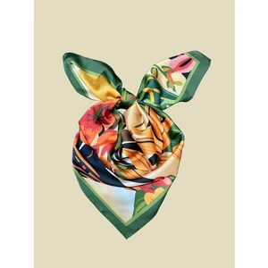 Scarf Yeşil Bahar Desenli Fular 70*70
