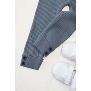 Örme Kumaş Fitilli Düğme Detaylı Duble Paça Unisex Çocuk Taytı