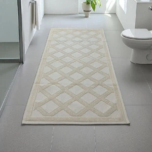 Pamuklu Kaymaz Taban Dikdörtgen Banyo Paspası 80X150 Cm, Pamuk Dokuma Banyo Halısı