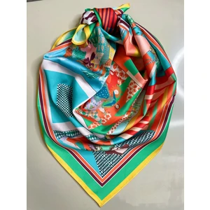 Scarf Turquaz Kareli Fular  70*70 cm