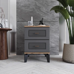 Libra 2 Çekmeceli Komodin Tamamı Mdf (Antrasit)