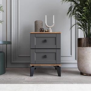 Silva&karin 2 Çekmeceli Komodin Tamamı Mdf (Antrasit)