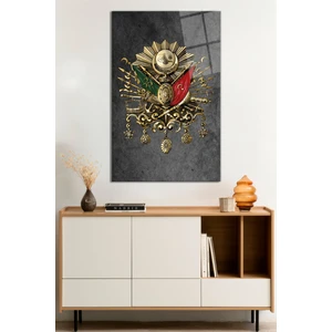 Altın Detaylı Osmanlı Turası Cam Tablo, Darbelere Dayanıklı Kırılmaz Cam, Hediyelik