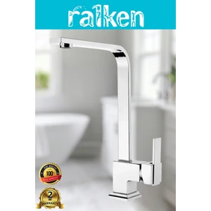 Krom Lüx Kare Model Eviye Mutfak Bataryası Musluğu - %100 Pirinç, Paslanmaz, Ağır Gövde