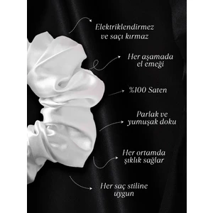 Çocuk Saten Toka - Inci Işıltısı – Tekli Lüks Lastik Model Scrunchie