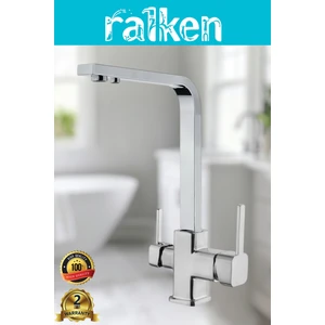 Arıtma, Sıcak, Soğuk Çıkış 3 Yollu Krom Lüx Kare Arıtmalı Eviye Mutfak Bataryası Köşe Borulu Arıtıcı Çıkışlı Eviye Musluğu Çeşmesi Arıtma Musluğu