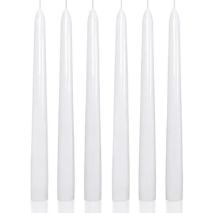 6 Lı Kısa Beyaz Konik Şamdan Mum Yükseklik 18 cm