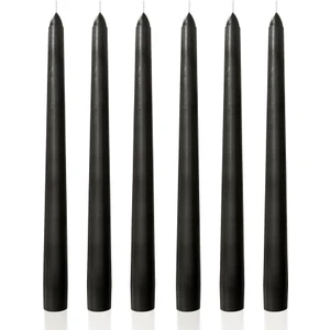 6 Lı Kısa Siyah Konik Şamdan Mum Yükseklik 18 cm