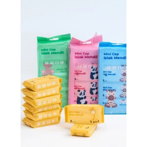 Hijyenik Çocuk ve Bebek Için Seyahat Cep Boy 2 Adet 8’li Paket Sevimli Desenli Mini Cep Islak Mendil