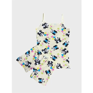 Kız Çocuk %100 Pamuklu Sarı Kalp Panda Desenli Atlet Boxer Takımı