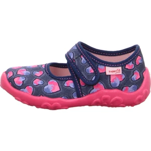 Bonny Kız Çocuk Ev Kreş Ayakkabısı - Lacivert Pembe Kalpli 800283-8800