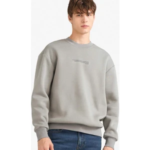 Boxy Fit Bisiklet Yaka İçi Yumuşak Tüylü Baskılı Sweatshirt X8282AZ25AU