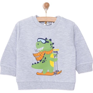 Hellobaby Basic Az Şardonlu Dinozor Desenli Sweatshirt Erkek Bebek