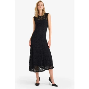 Fitted Bisiklet Yaka Dantel Kolsuz Maxi Elbise F8114AX25AU