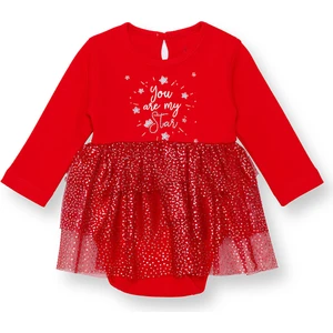 Hellobaby Kız Bebek Yenidoğan New Year Elbise Body Düğmeli Bisiklet Yaka Uzun Kol Reçme Paça