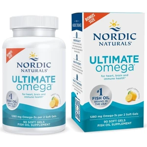 Nordic Naturals Ultimate Omega, Lemon Flavor - 90 Soft Gels - 1280 Mg Omega-3 - High-Potency Omega-3 Fish Oil Supplement With Epa & Dha - Promotes Brain & Heart Health - Non-Gmo - 45 Servings