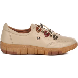 Bej Hakiki Deri Ortopedik Kadın Casual Ayakkabı 401 Z